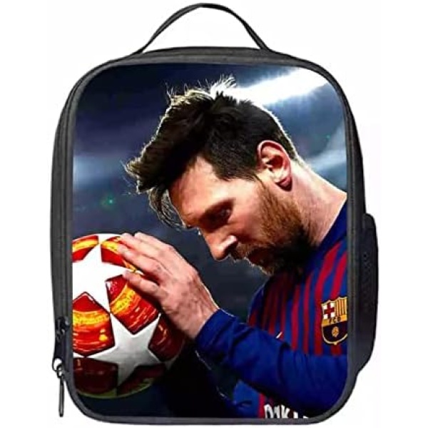 Duuloon Kids Messi Insulated Lunch Box Portable Soft Bag Thermal Meal Tote Kit with Handle for Work & School