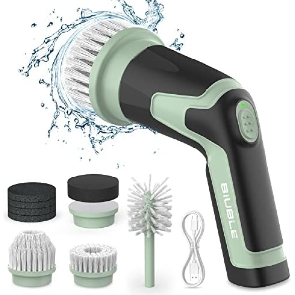 Electric Spin Scrubber, Bathroom Scrubber Cordless Power - 8 Replaceable Cleaning Brush Heads for Cleaning Bathroom, Kitchen, Tile, Floor, Car, Bottle