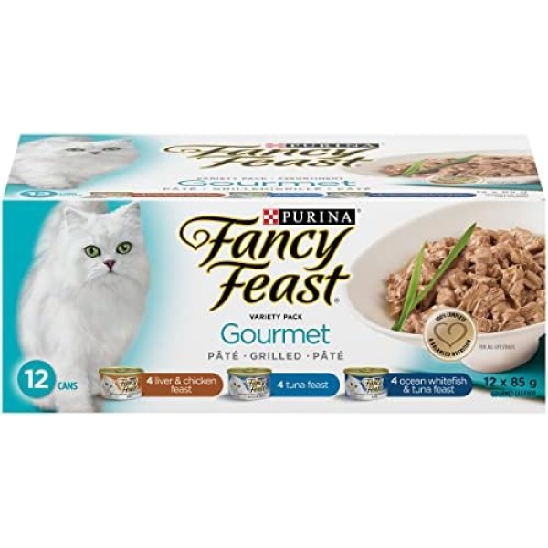 Fancy Feast Wet Cat Food, Gourmet Variety Pack 85 g Cans (12 pack)