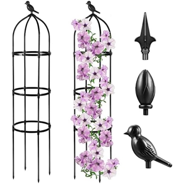 Garden Obelisk Trellis for Climbing Plants Outdoor 6 Ft Rose Bush Round Trellis for Pots Rustproof Metal Plant Flower Trellises for Clematis Vine Jasmine Support Outdoor Indoor（1 Pack_SH-PLJ-023_CA