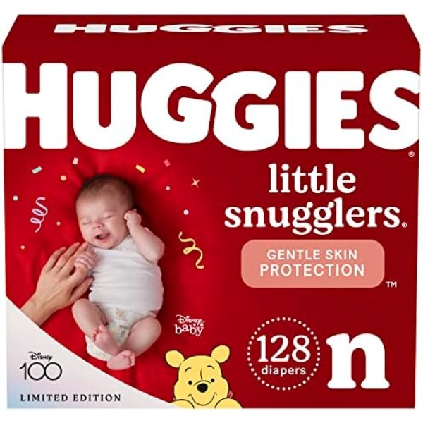 HUGGIES Newborn Diapers - Little Snugglers Disposable Baby Diapers, 128ct, Giant Pack (Packaging May Vary)