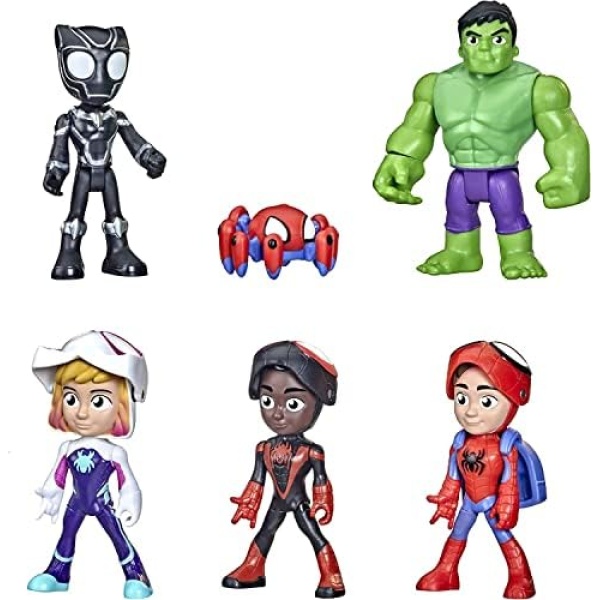 Hasbro Marvel Spidey and His Amazing Friends Hero Reveal Multipack with Mask-Flip Feature, 4-Inch Scale Action Figure Toys, Kids Ages 3 and Up, Frustration-Free Package