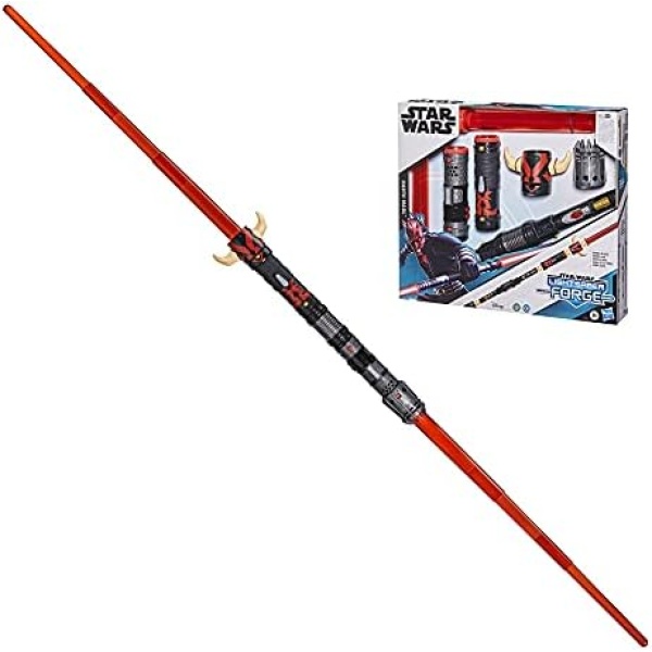 Hasbro Star Wars Lightsaber Forge Darth Maul Double-Bladed Electronic Red Lightsaber Toy, Customizable Roleplay Toy for Kids Ages 4 and Up, F1141