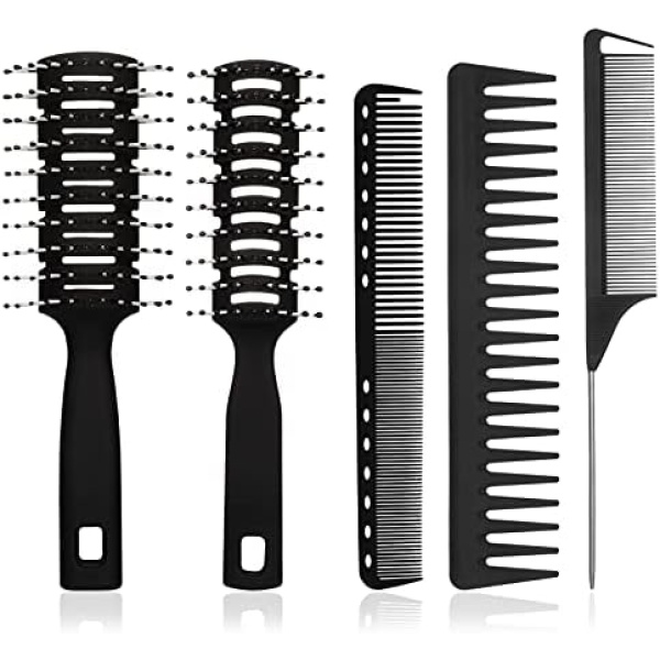 Havenport 5 Comb Brushes, Styling Brushes for Men and Women, Ventilated Styling Brushes for Wet/Dry Hair, Breathable Hairbrushes, Plastic Hairdressing Oil Combs, Scalp Massage Combs