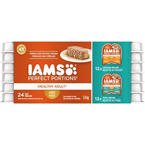 IAMS Perfect Portions Adult Wet Cat Food - Chicken and Tuna Paté Variety Pack, 75g (24 Pack)