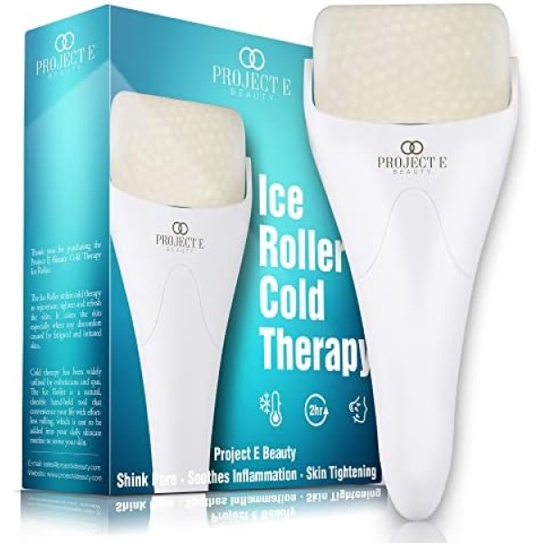 Ice Roller Cold Therapy by Project E Beauty | Reduce Puffiness & Dark Circles | Tightening & Firming| Reduce Wrinkles | Brighten Skin | Pain Relief | Muscle Soreness | Redness