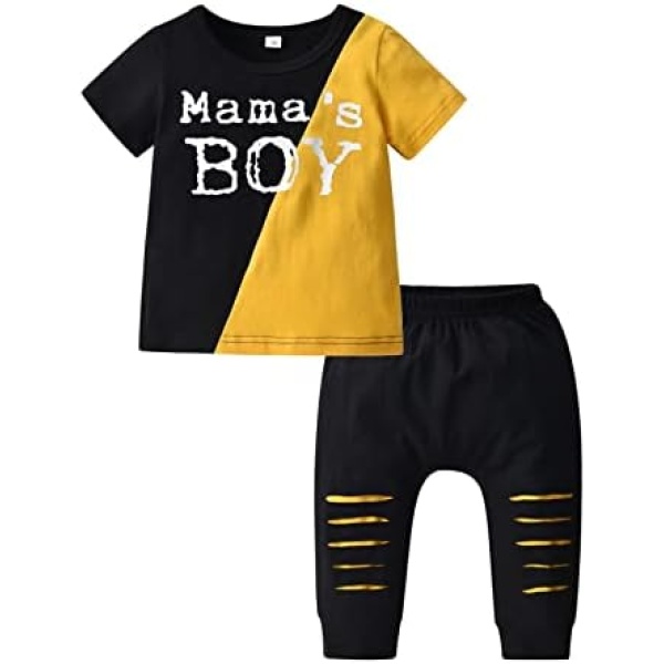 Infant Baby Boy Summer Clothes Letters Printed Short Sleeve T-Shirt Tops Pants 2pcs Outfits Set