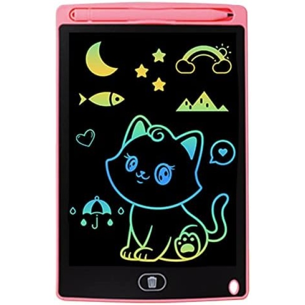 LCD Writing Tablet, 8.5 Inch Colorful Toddler Doodle Board Drawing Tablet for Kids, Reusable Erasable Electronic Drawing Pads, Learning and Educational Toy for 3-8 Years Old Girl and Boys (Pink)