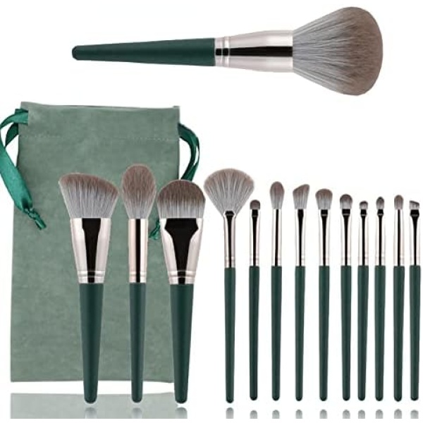 Makeup Brushes Set 14pcs Premium Synthetic Makeup Brush Tools Foundation Concealers Powder Blush Eye Shadows Face Makeup Brush Professional Make Up Brushes Kit with Portable Bag