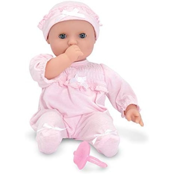 Melissa & Doug Mine to Love Jenna 30.5 cm Soft Body Baby Doll With Romper, Hat | Washable Doll Accessories, First Baby Dolls For Toddlers 18 Months And Up