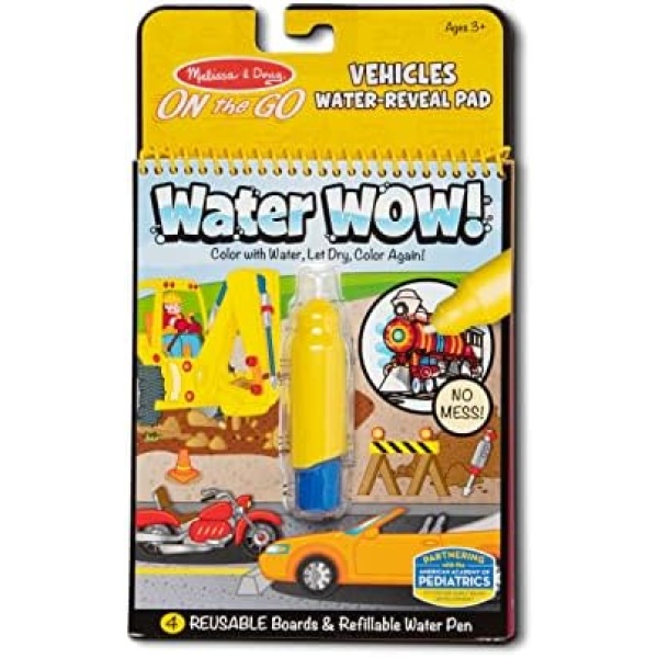 Melissa & Doug On the Go Water Wow! Water Reveal Pad: Vehicles - 4 Boards and Water Pen