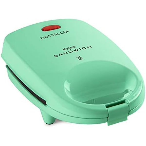 Nostalgia MyMini Personal Sandwich Maker, Nonstick Panini Press, Pizza Pockets, Quesadillas, Mint Green