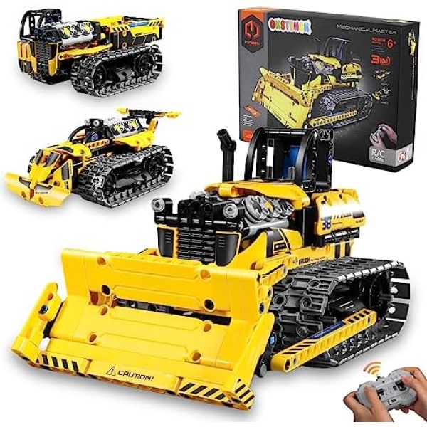 OKSTENCK STEM Building Toys for Kids 3 in 1 Remote Control Bulldozer STEM Building Kits 452 PCS RC Construction Engineering Learning Toy Set Gift for Age 6, 7, 8, 9, 10, 11, 12+ Years Old Boys Girls