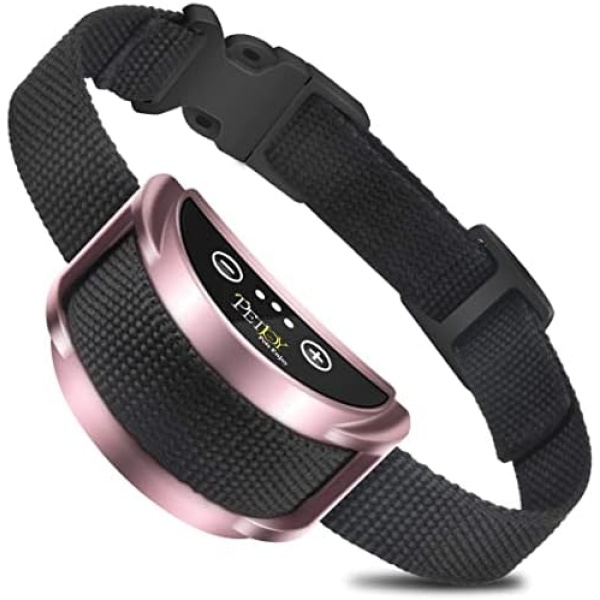 PetJoy Dog Bark Shock Collar. Barking Collar w/2 Training Modes & 7 Progressive Training Levels using Beep & Shock. For all Breed Small-Large Dogs. Easy to Use Waterproof Shock Collar for Dogs. (Pink)