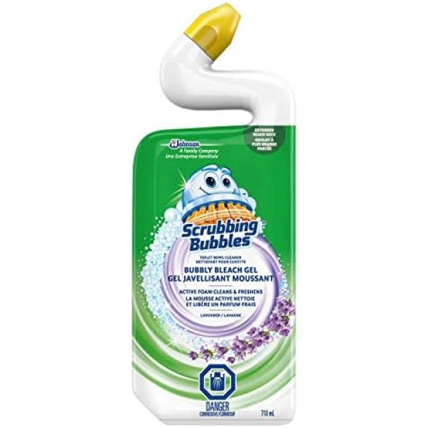 Scrubbing Bubbles Bubbly Bleach Gel Toilet Bowl Cleaner, Cleans, Whitens and Freshens, Lavender Scent, 710mL