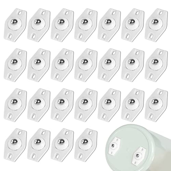 Self Adhesive Caster Wheels, 25 Pcs Mini Swivel Wheels 360 Degree Rotation Sticky Pulley, Stainless Steel Paste Universal Wheel Sticky Ball Casters for Trash Can Small Furnitures