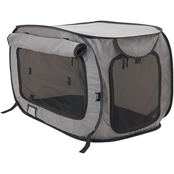 SportPet Designs Large Pop Open Kennel, Portable Cat Cage Kennel, Waterproof Pet Bed, Carrier Collection