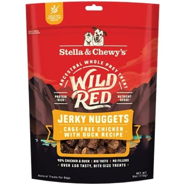 Stella & Chewy's Wild Red Jerky Nuggets Dog Treats Chicken & Duck Recipe, 6 oz. Bag