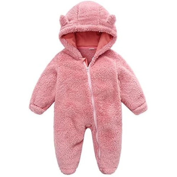 UVIPC Baby Fleece Snowsuit Winter Warm Cartoon Bear Footie Romper Jumpsuit