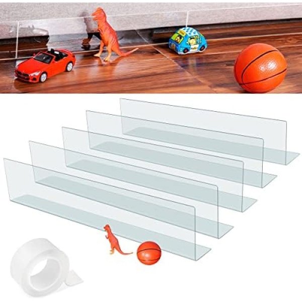 Under Couch Blocker for Pets Gap Bumper Toy Blockers for Furniture Stop Dogs and Cats Safety PVC Adjustable Clear Toy Blocker for Sofa Bed Barrier Blocking with Strong Adhesive 5 Pack 3.2 Inches High