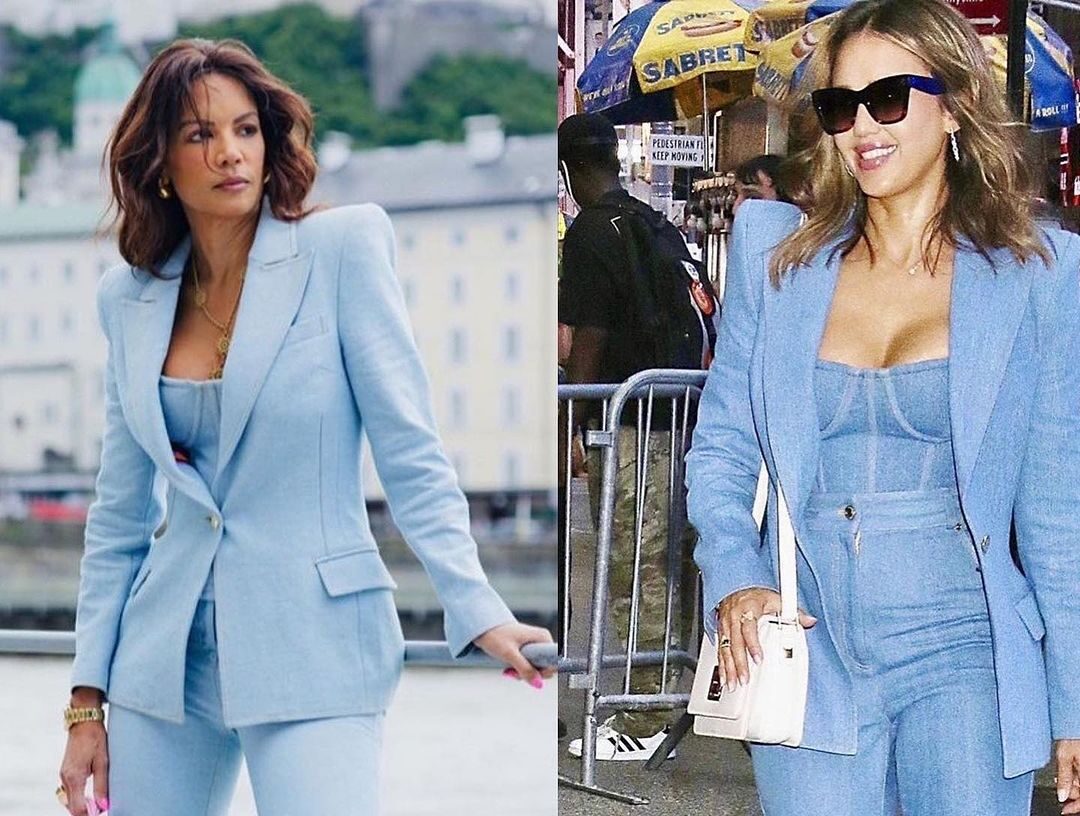 Veronica Webb vs Jessica Alba in Double Denim Sergio Hudson