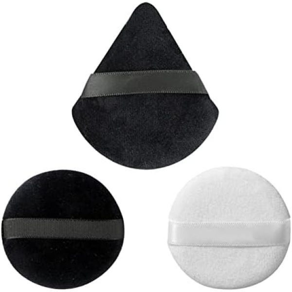 Wellehomi Makeup Powder Puffs,Triangle Velour Powder Puffs with 2pcs Round Powder Puffs Apply for Daily Makeup Such as Foundation,Cream,Blush