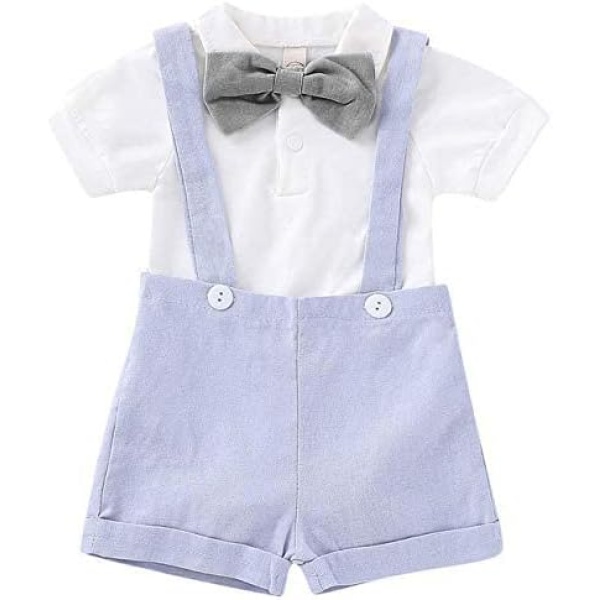 Xuefoo Baby Boys Clothes Gentleman Outfits Suits, Infant Long Sleeve Romper+Bib Pants+Bow Tie Clothing Set