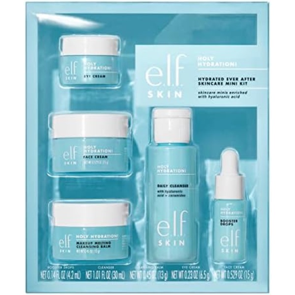 e.l.f. Cosmetics Hydrated Ever after Skincare Mini Kit, Ulitmate Holy Hydration! Skin Regimen, Travel Size, 1 Count