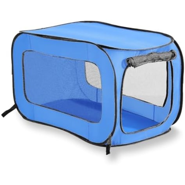 Beatrice Home Fashions Portable, Collapsible, Pop Up Travel Pet Kennel, 36" L x 22" W x 22" H, Blue