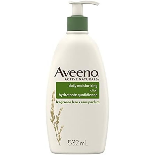 Aveeno Body Lotion with Pump, Active Naturals Daily Moisturizing Unscented Cream for Dry Skin, 532mL (Packaging May Vary)