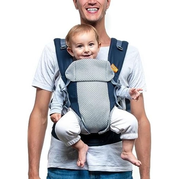 Beco Gemini Cool Mesh Baby Carrier Newborn to Toddler - All Positions Baby Body Carrier, Baby Carrier Backpack & Baby Front Carrier with Adjustable Seat, Ergonomic Baby Holder Carrier 7-35 lbs (Navy)