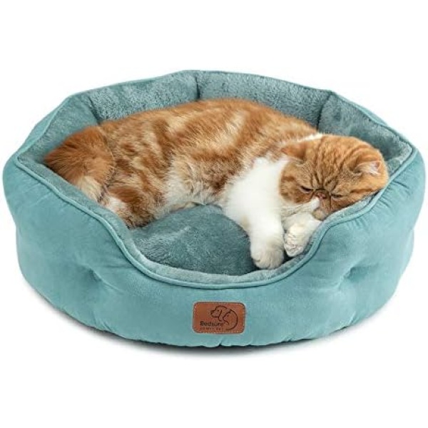 Bedsure Small Dog Bed, Round Pet Bed for Cats and Small Dogs – Machine Washable Cat Beds - Anti-Slip Bottom - All Season Ultra Soft Cat & Dog Cushion Bed - 20 inches Donut Round Cushion Dog Bed