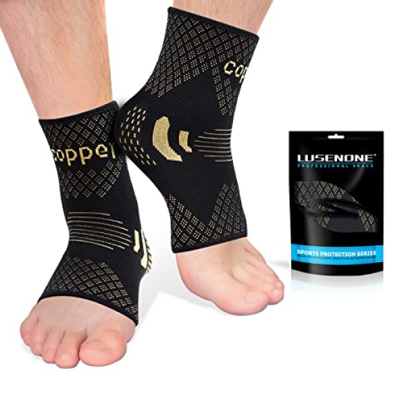 Copper Ankle Brace Support for Women & Men (Pair), Best Ankle Compression Sleeve Socks for Plantar Fasciitis, Sprained Ankle, Achilles Tendon, Ankle Swelling, Pain Relief, Sports, Foot Brace