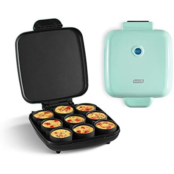 DASH Sous Vide Style Family Size Egg Bite Maker for Breakfast Bites, Sandwiches, Healthy Snacks or Desserts, Keto & Paleo Friendly (9 Servings), Aqua