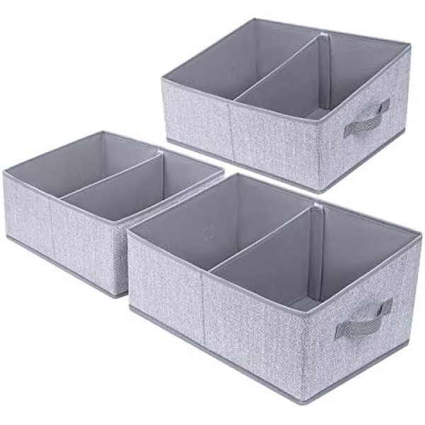 DIMJ Storage Bin, 3 Packs Trapezoid Closet Organizer, Foldable Fabric basket box for Clothes, Baby Toiletry, Toys, Towel, DVD, Book