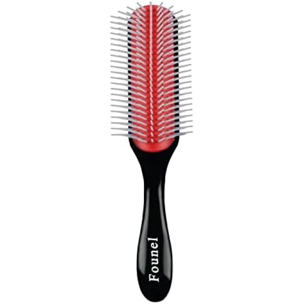 Founel 9 Row Wet & Dry Curly Hair Brush，Woman Thick Curly Hair Brush for Detangling, Styling, Massaging, Combing Natural Hair.