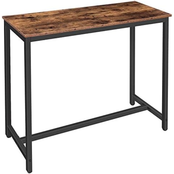 HOOBRO Bar Table, 47.2” Rectangular Pub Table, Dining Table for Living Room, Dining Room, Kitchen, Adjustable Feet, Sturdy Metal Frame, Industrial Design, Easy Assembly, Rustic Brown BF50BT01