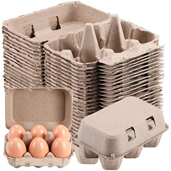 Half Dozen Vintage Egg Cartons 25 Pack, Blank Natural Pulp Egg Cartons 6 Count for Chicken Eggs Reusable, Storage Tray Strong for Holds Up to Six 6 Egg Carton Cardboard Paper Holder Container for Refrigerator