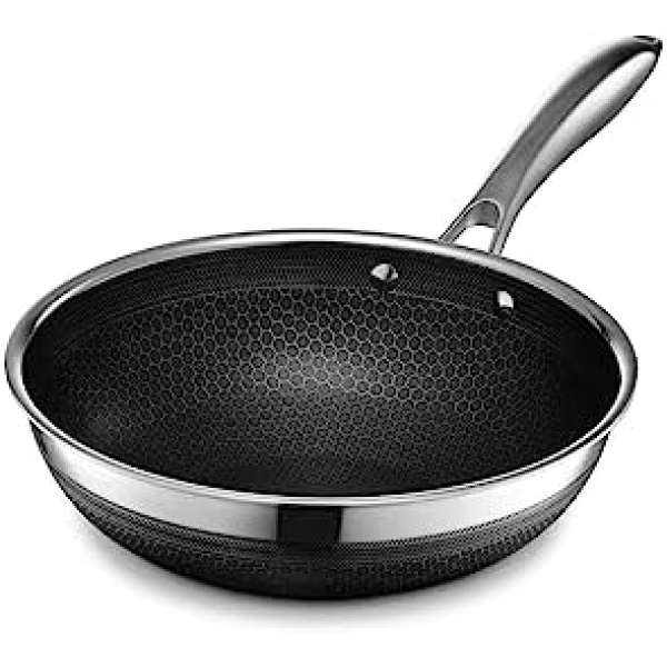 HexClad 10 Inch Hybrid Nonstick Wok, Dishwasher and Oven Friendly, Compatible with All Cooktops