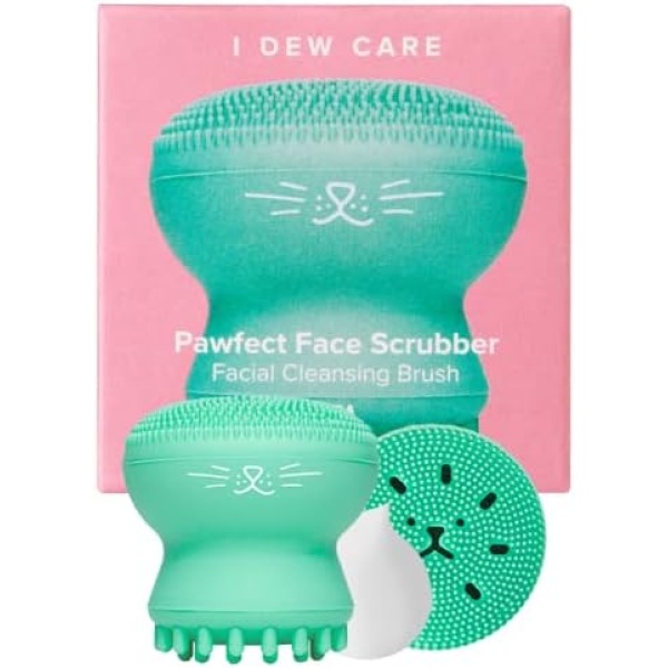 I Dew Care Pawfect Face Scrubber | 3-in-1 Cute Silicone Pore Cleanser, Exfoliator, and Massager with Sponge | Korean Skincare Tool