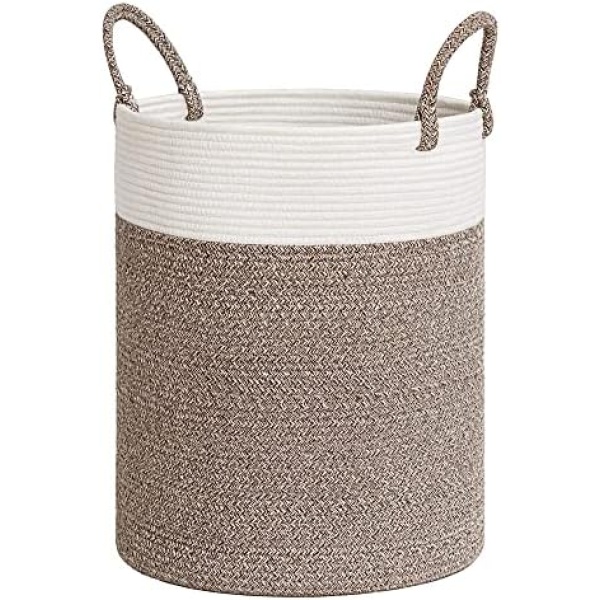 INDRESSME Extra Large Laundry Basket,Woven Laundry Hamper with Handles,Baskets Storage Organization for Blanket Home Décor,Tall Rope Storage Basket for Towels, Pillows,16 x 20 inches