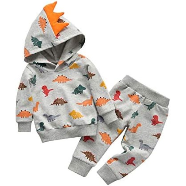 Infant Baby Boys Clothes Sets Cartoon Long Sleeve Hoodie Tops Pants 2pcs Sweatsuit Outfits Fall Winter Spring