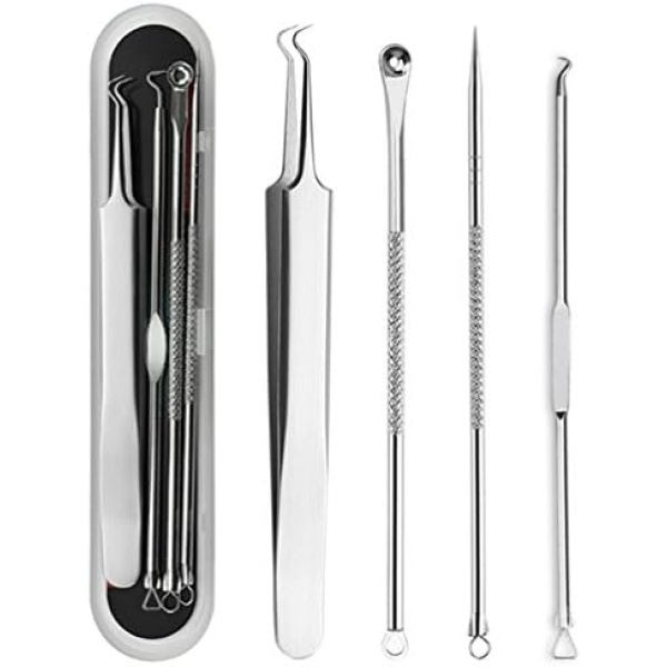 KINGMAS 4 Pcs Blackhead Remover Pimple Comedone Extractor Tool Best Acne Removal Set (4 SET)