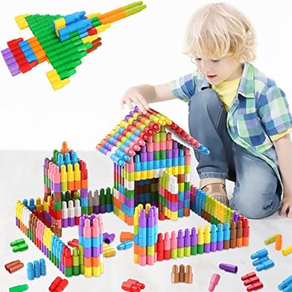 Kids 140pcs Set Building Blocks Construction Toy - Learning STEM Toys Educational Kit Child - 10 Colors Building Toys for Kids Ages 3+