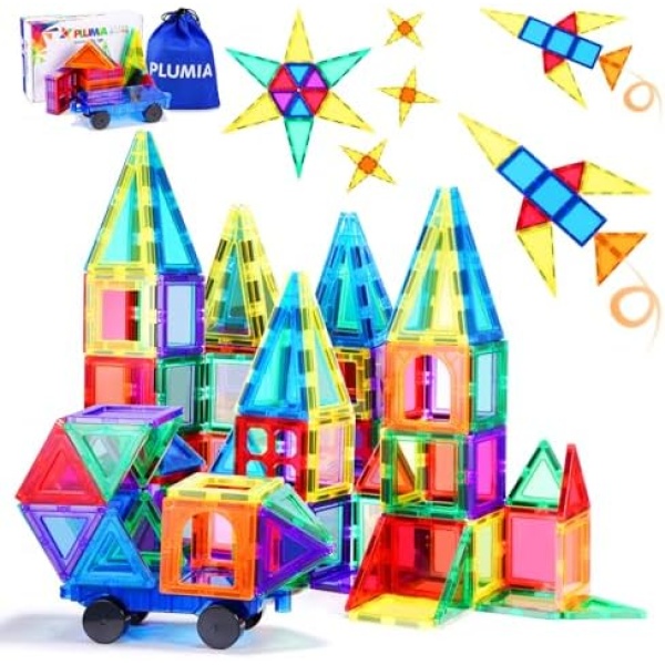 Magnetic Tiles for Kids 3D Magnet Building Tiles Set STEM Learning Toys Magnetic Toys Gift for 3+ Year Old Boys and Girls