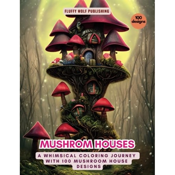 Mushroom Houses: A Whimsical Coloring Journey With 100 Mushroom House Designs: Explore the Magical World of Mushroom Homes - Magical Mushroom House Designs - 100 Detailed Illustrations for Relaxation and Creativity