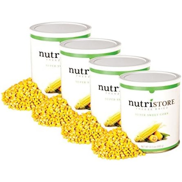 Nutristore Freeze Dried Super Sweet Corn (4 Pack of #10 cans). Healthy Whole Food Snacks for Toddlers, School lunches or Cooking