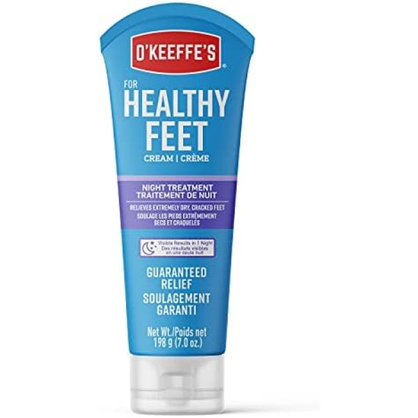 O'Keeffe's Healthy Feet Night Treatment Foot Cream, Restorative Lotion Works While You Sleep, Deep Conditioning Oils, 7oz/198g Tube, (Pack of 1), 107601, White