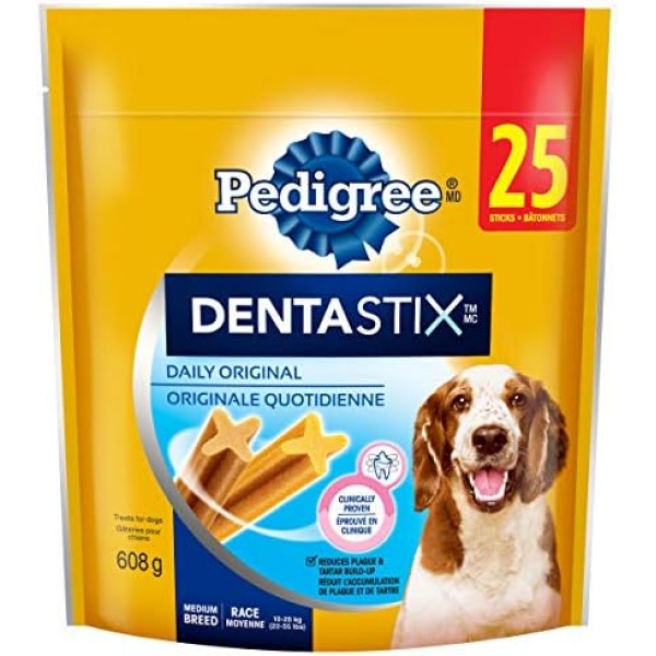 PEDIGREE DENTASTIX Oral Care Dog Treats for Medium Dogs - Original, 25 Sticks