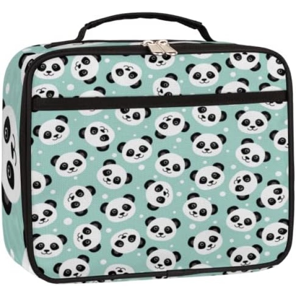 Panda Polka Dot Lunch Bag for Women Men Boy Girl Insulated Lunch Tote Bag Thermal Lunch Meal Kit for School Office Work